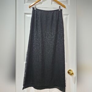 Maxi Skirt Layered Black Velver Details Practical Magic Nineties Style VTG S-M